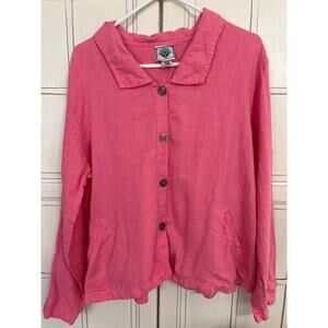 Tom Tom TomTom size large salmon color linen button down top